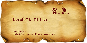 Uzsák Milla névjegykártya